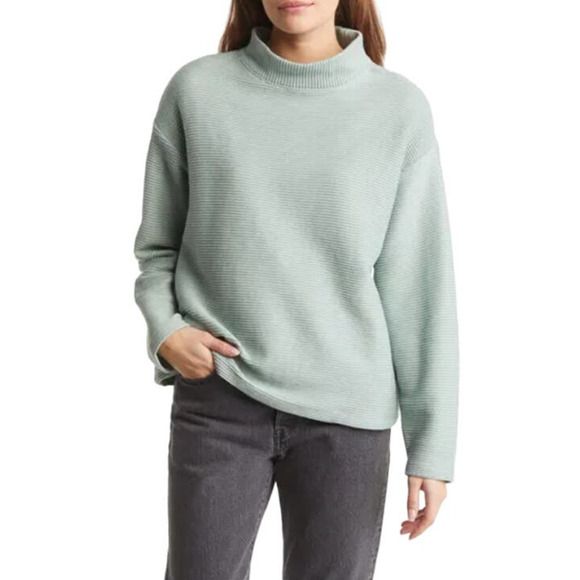 NWOT Madewell Funnelneck Drop Shoulder Top Sweater Knit Mint Green Women XXS - Picture 1 of 9